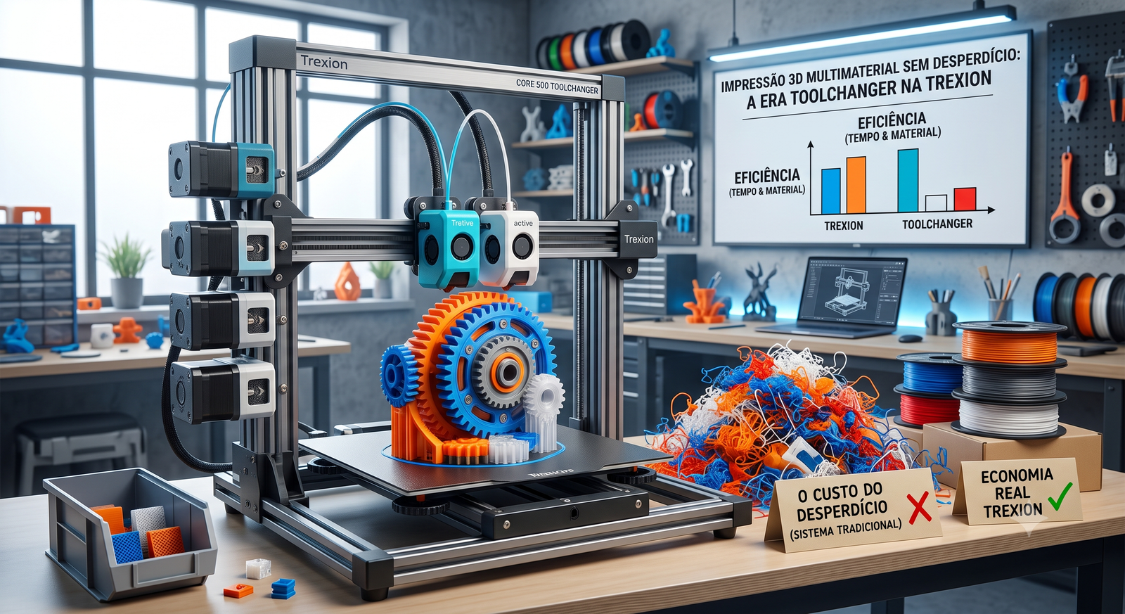 Impressão 3D Multimaterial Sem Desperdício: Vale a Pena Migrar para Impressoras Toolchanger em 2026?