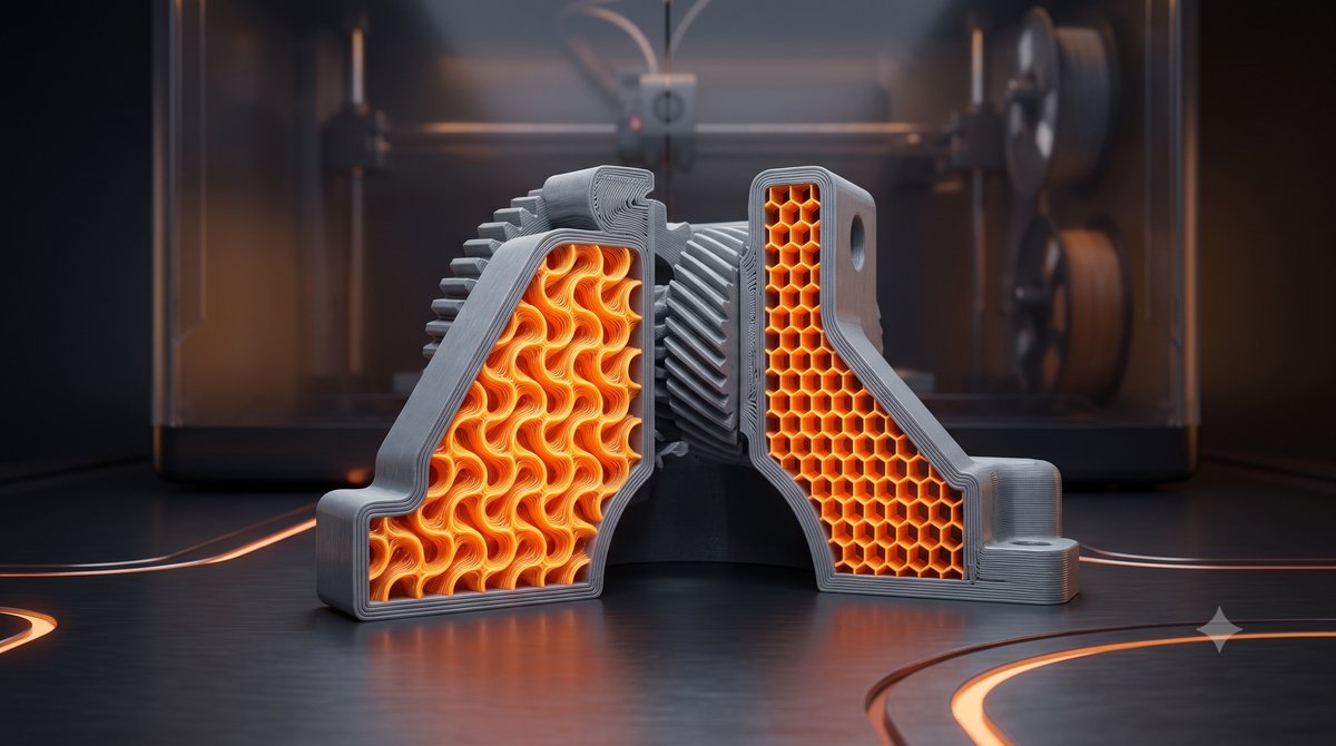 Padrões e Densidade de Preenchimento (Infill): Como Otimizar Peso, Tempo e Resistência Mecânica na Impressão 3D