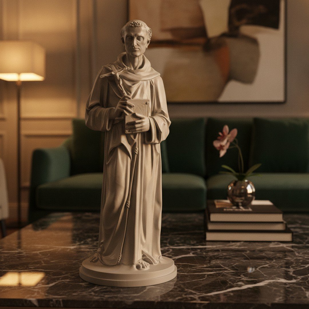 Estátua São Francisco de Assis 12cm - Escultura 3D Premium