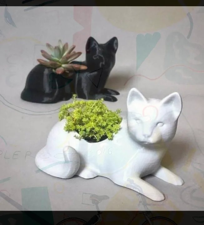 Vaso Gatinho Fofo Impresso em 3D para Suculentas
