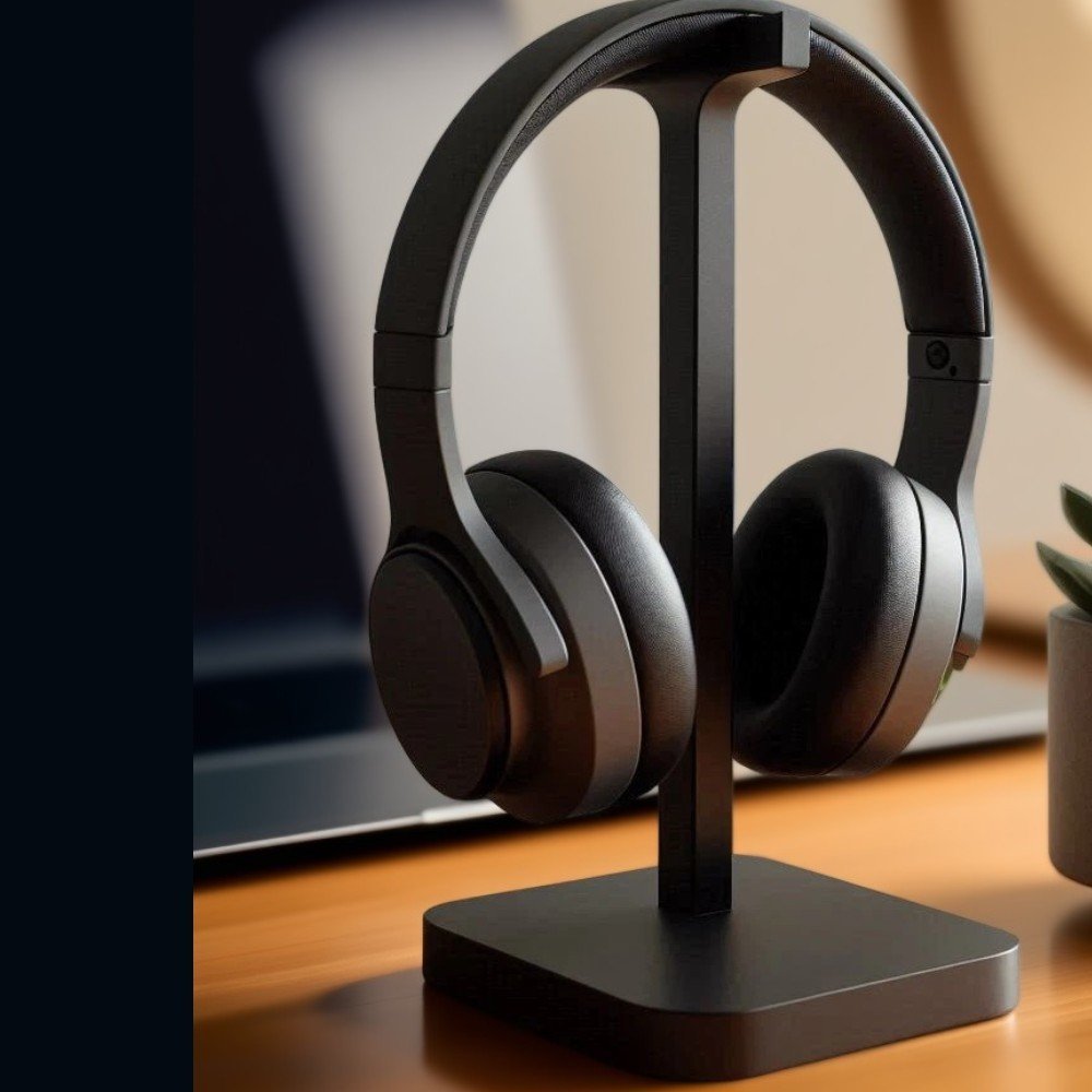 Foto da galeria do produto Suporte Fone de Ouvido Mesa Premium Organizador 3D Art