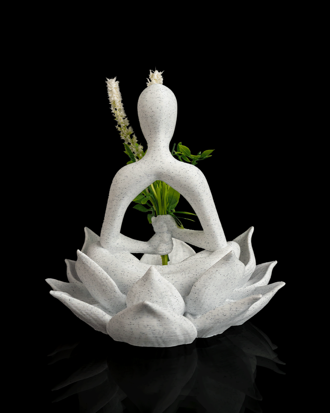 Foto da galeria do produto Estátua Meditador Flor de Lótus 3D