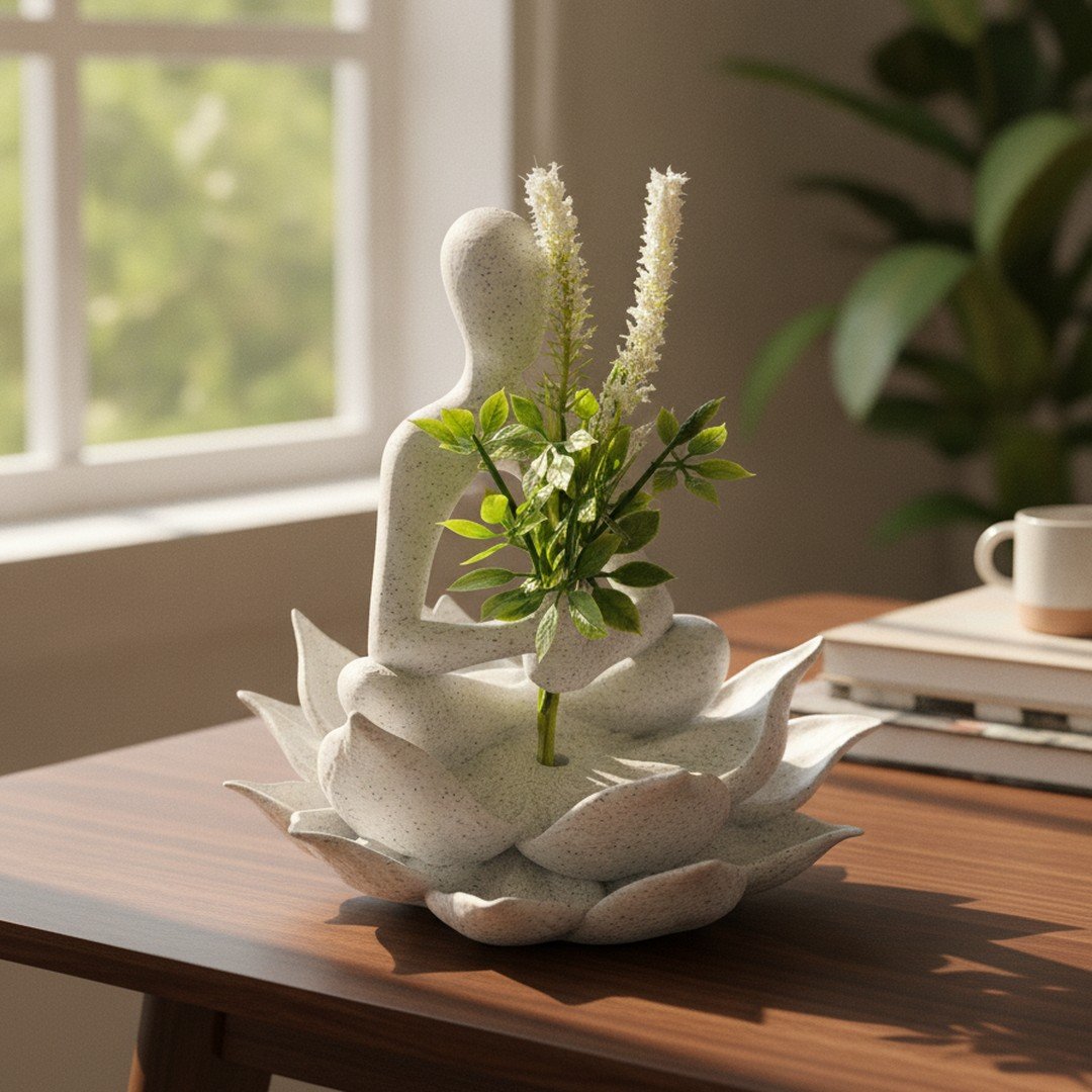 Estátua Meditador Flor de Lótus 3D