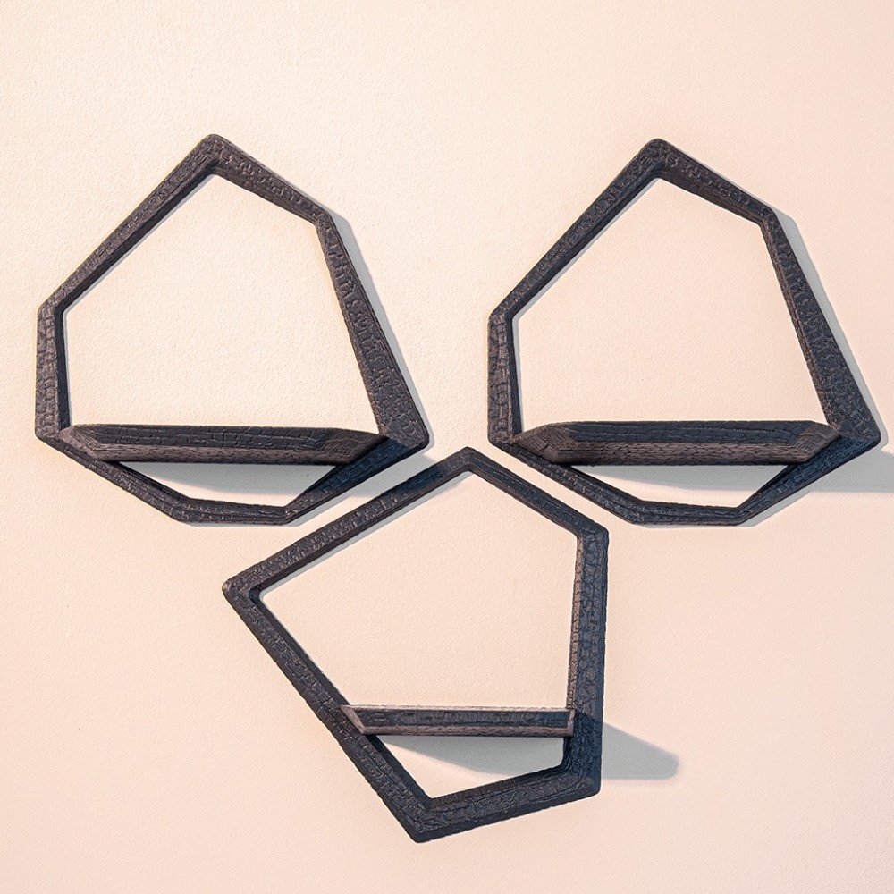 Foto da galeria do produto Kit 3 Nichos Geométricos com textura 3D Parede