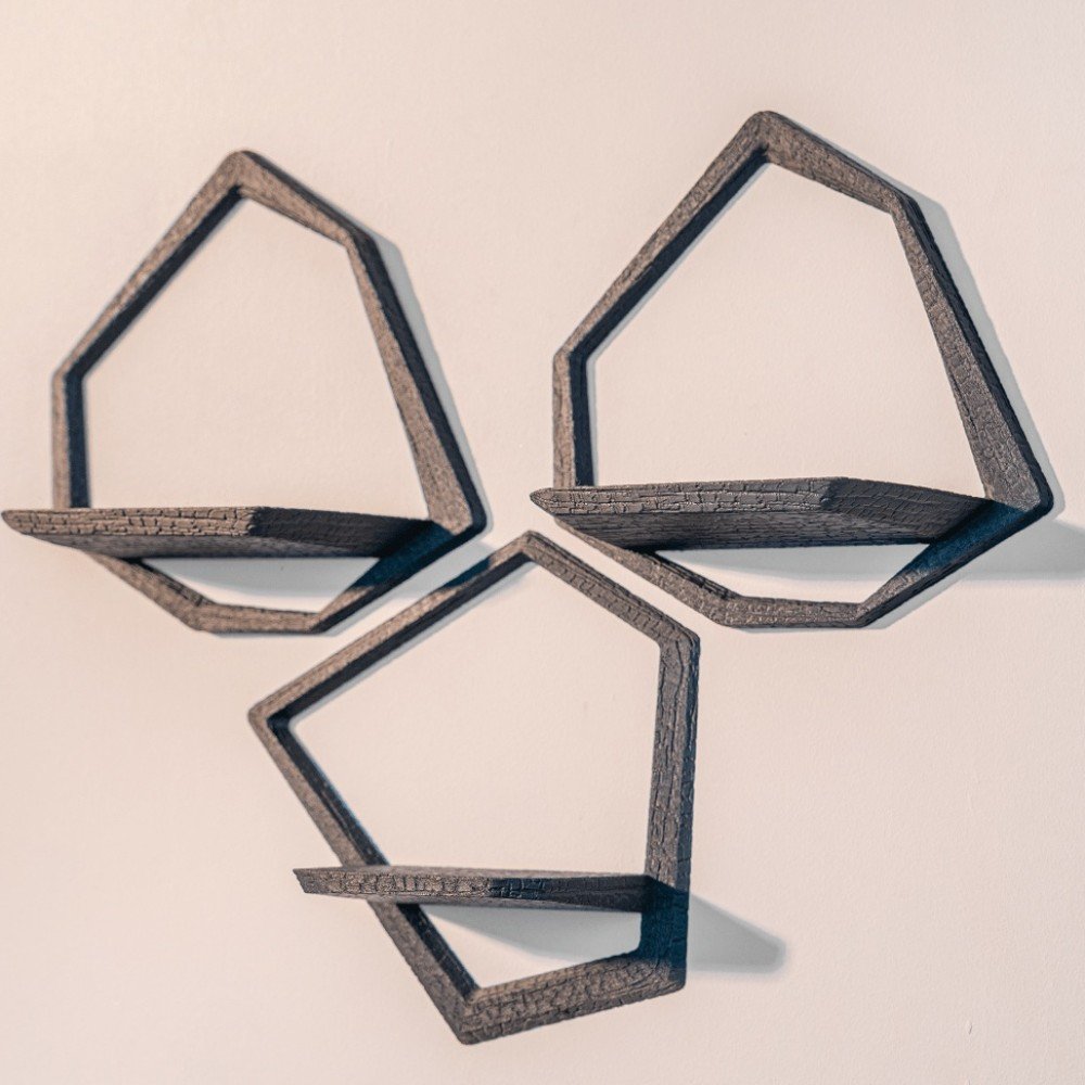 Foto da galeria do produto Kit 3 Nichos Geométricos com textura 3D Parede