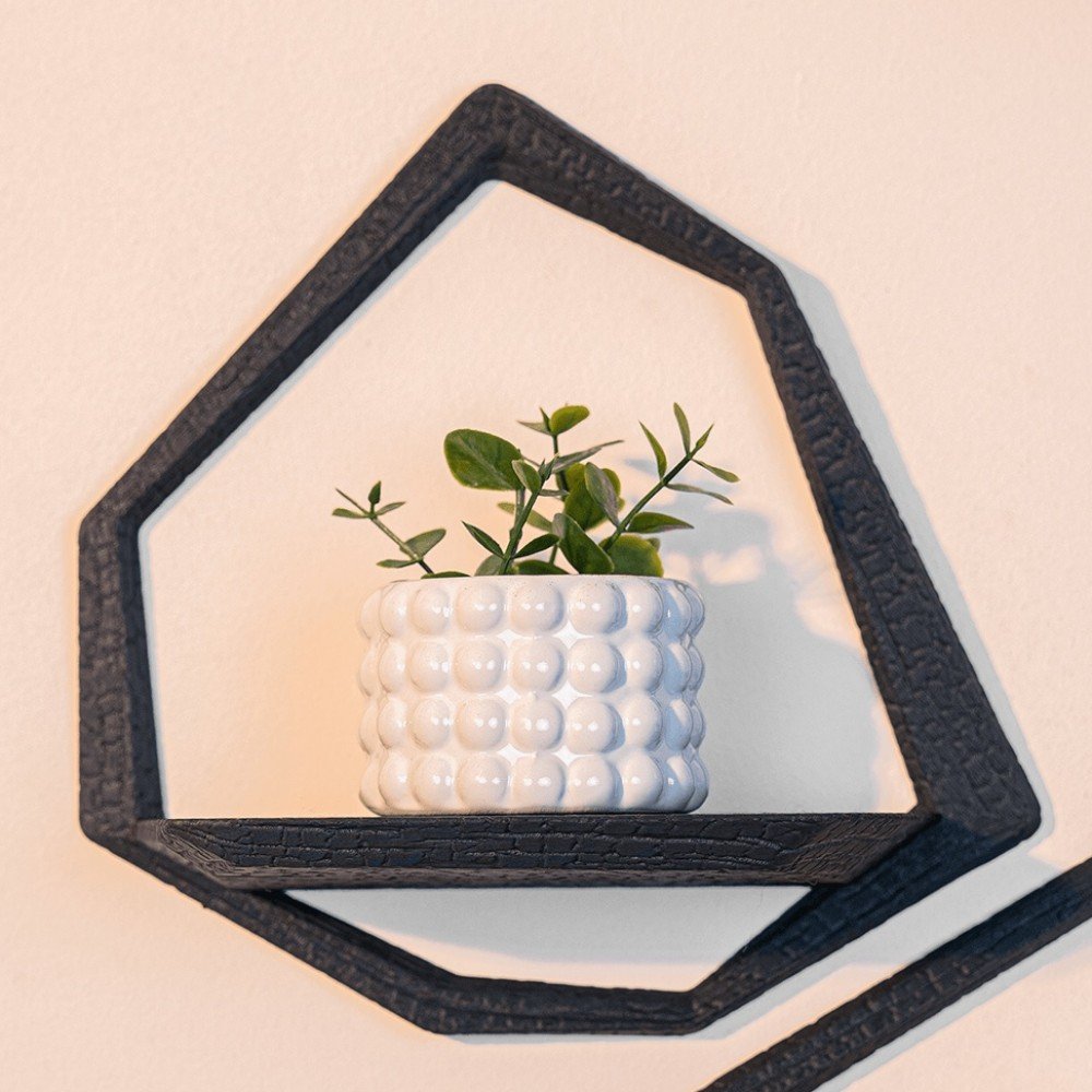 Foto da galeria do produto Kit 3 Nichos Geométricos com textura 3D Parede
