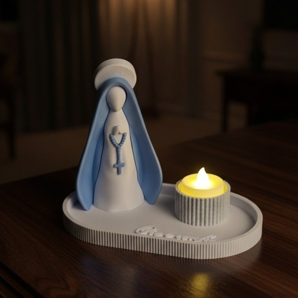 Nossa Senhora 3D com Vela LED