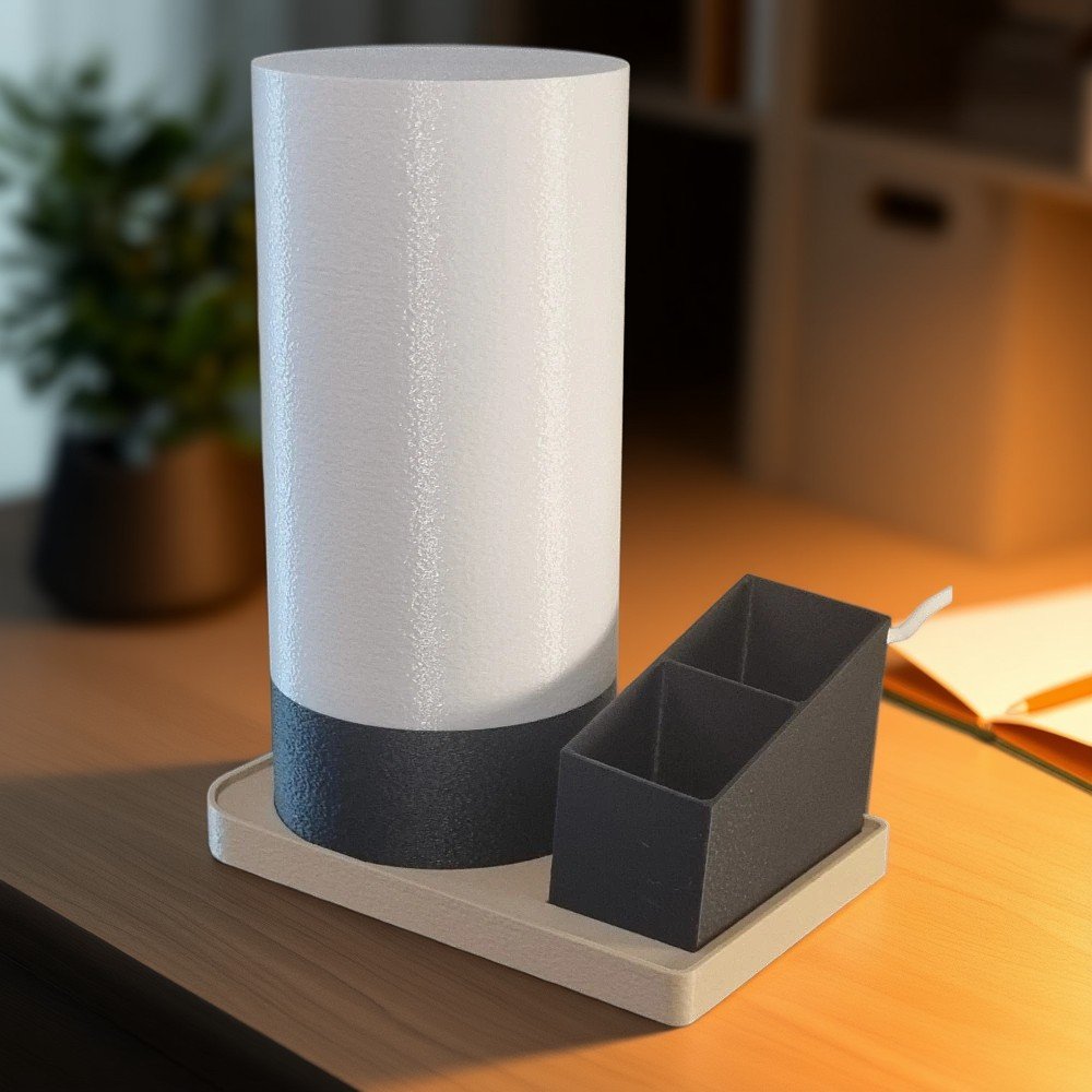 Kit Luminária De Mesa Lumina Aura + Porta Canetas