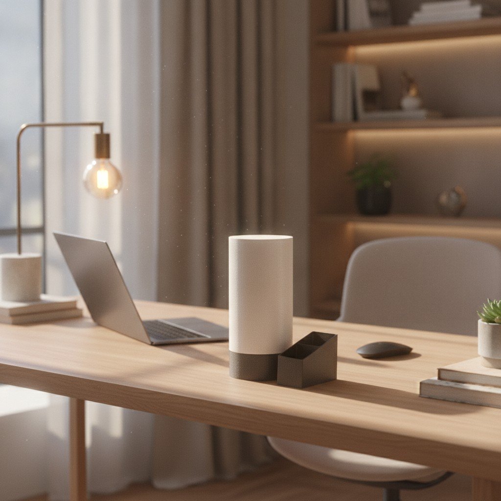 Foto da galeria do produto Kit Luminária De Mesa Lumina Aura + Porta Canetas