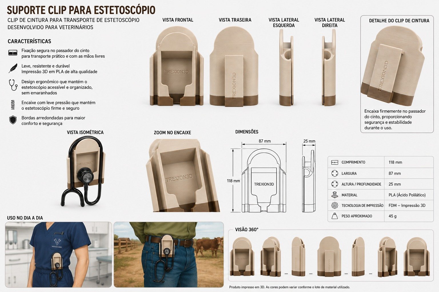 Foto da galeria do produto Suporte Clip para Estetoscópio Trexion3D