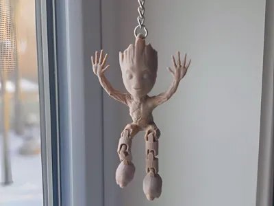 Chaveiro Groot Articulado Flexível Impressão 3D Premium