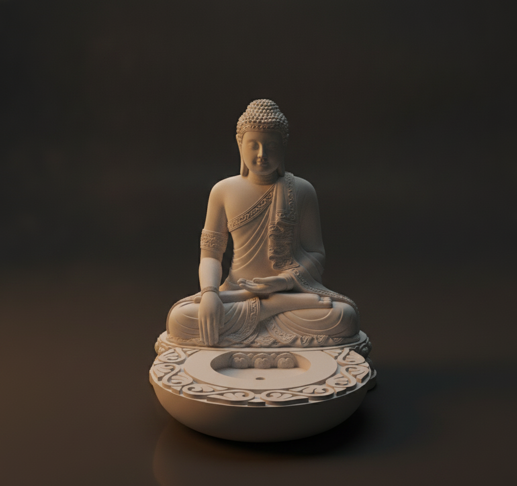 Incensário Estátua Buda Meditação Decoração Zen 3D